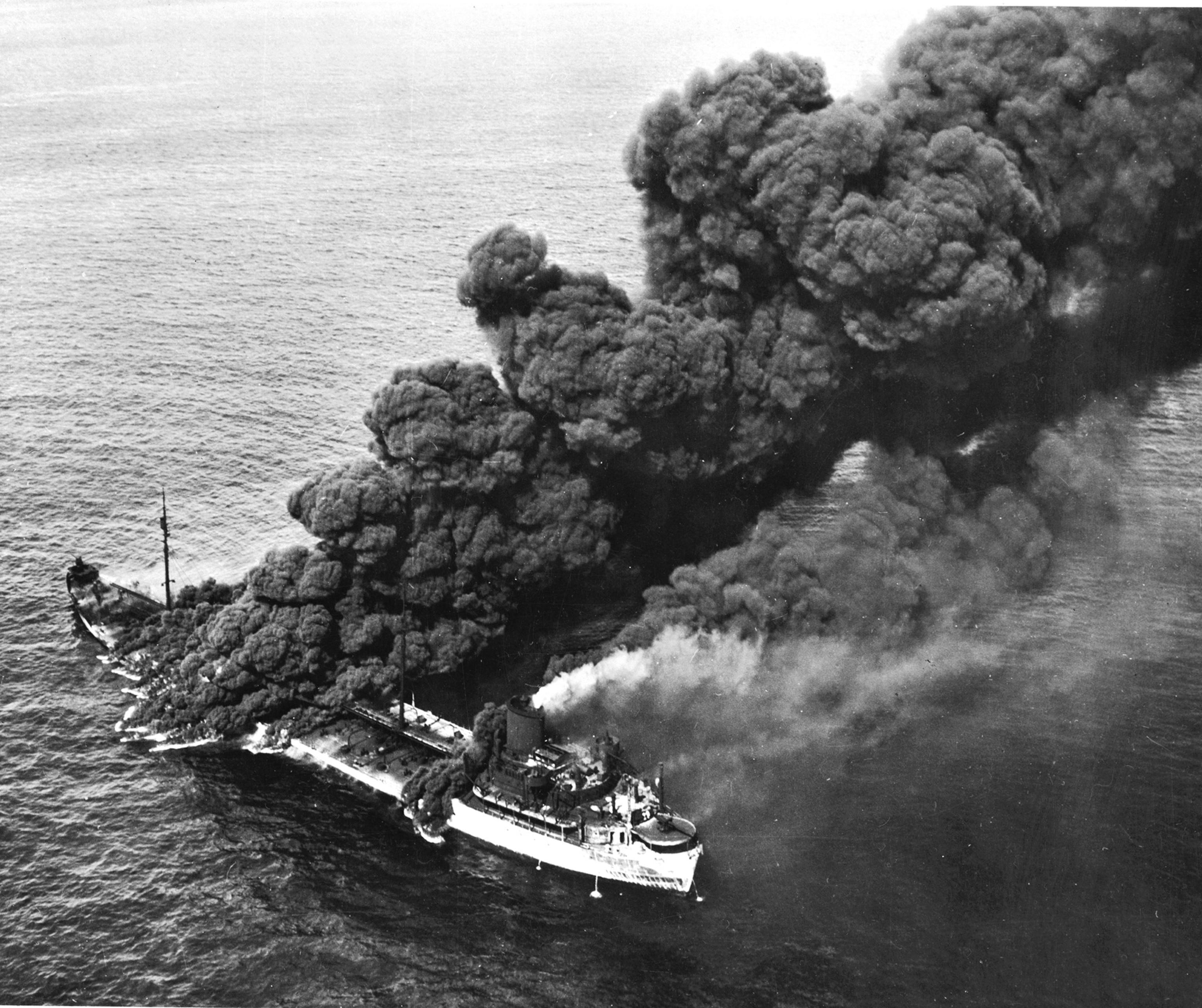 Torpedoed freighter